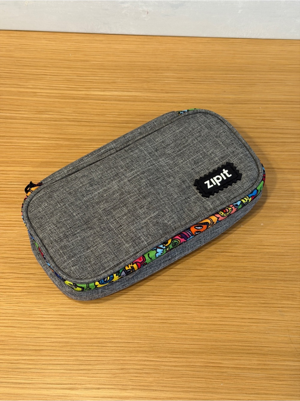ZIPIT Grey Pencil Pouch, Pen Organizer, Wide Opening with Secure Zipper Closure